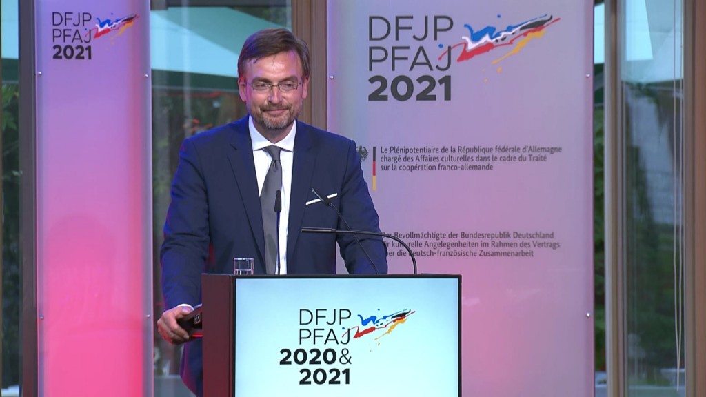 Foto: Rede von Martin Grasmück bei der DFJP-Preisverleihung 2021