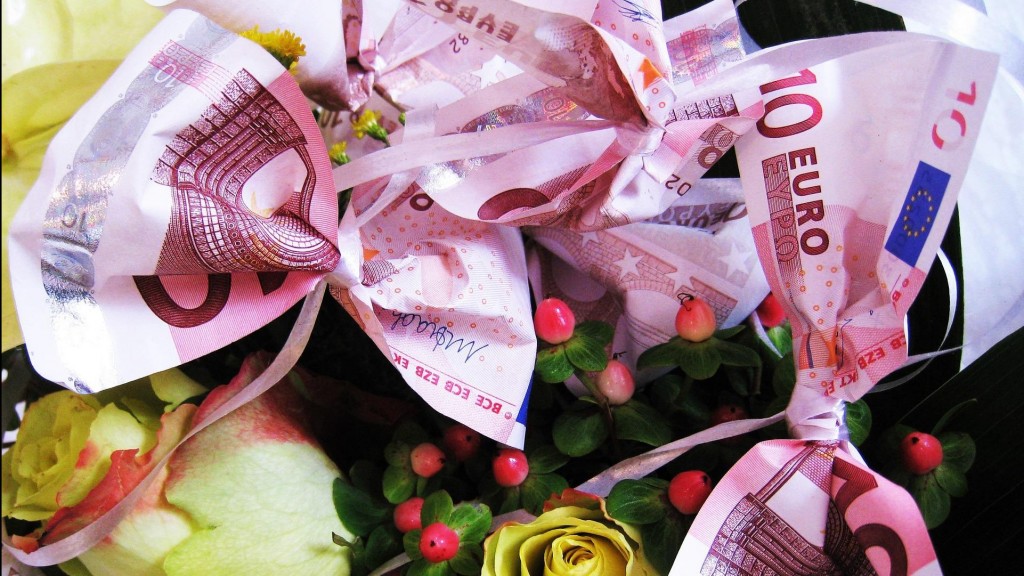 Zehn-Euro-Scheine gebunden in einem Blumenstrauß