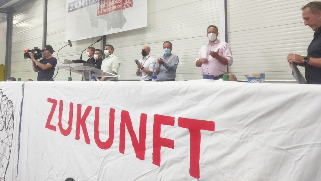 Betriebsversammlung der Belegschaft des Fordwerkes in Saarlouis