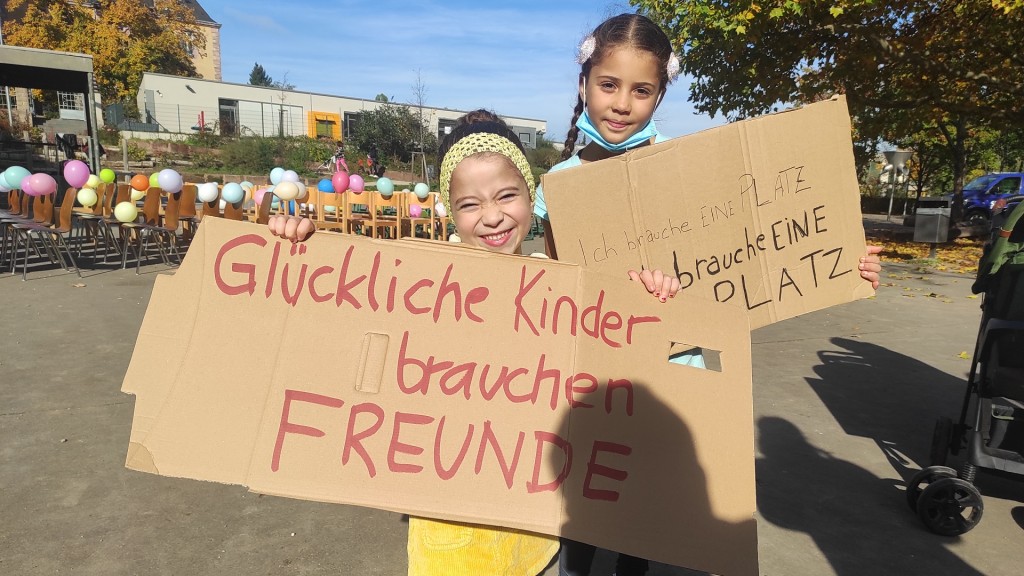 Protestaktion wegen fehlender Kita-Plätze in Malstatt