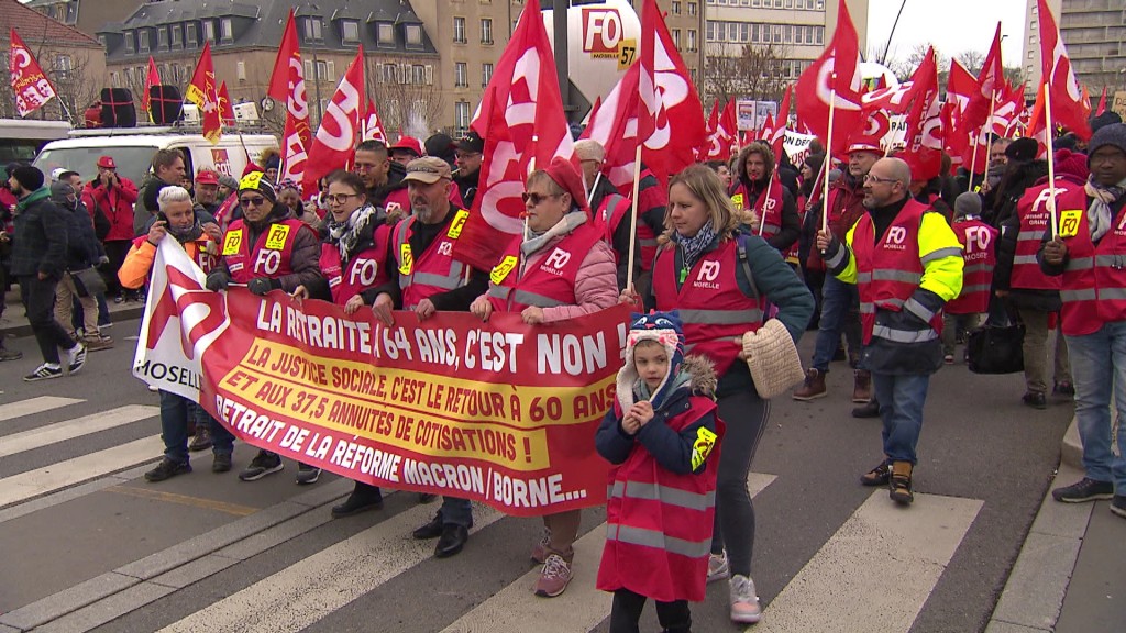 Streikende Franzosen auf der Straße