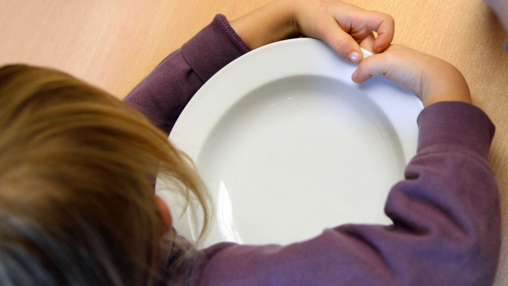 Kind vor einem leeren Teller