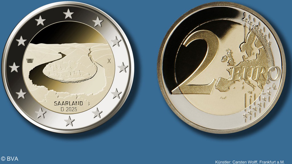 Geplante 2-Euro-Münze mit der Saarschleife