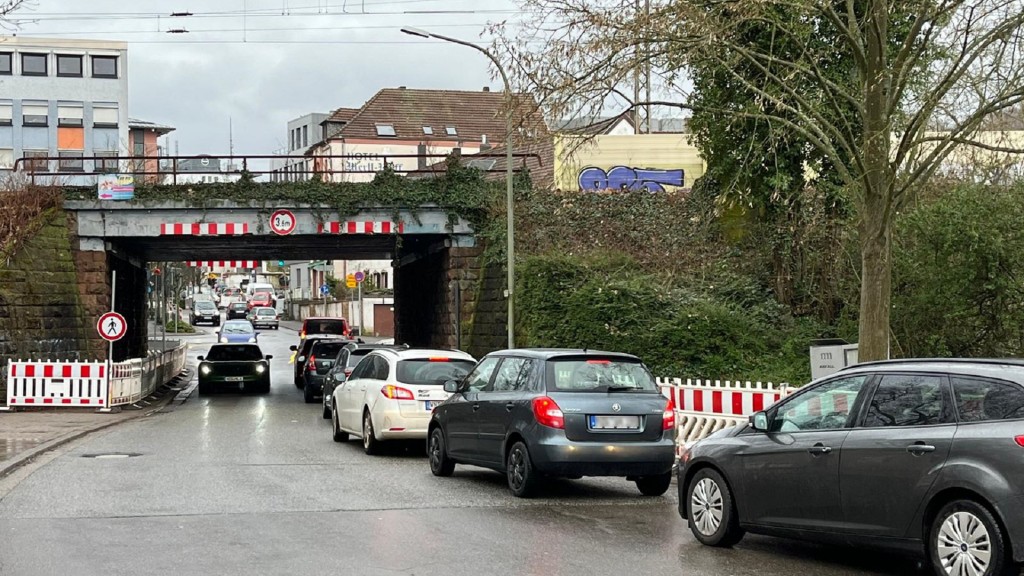 Umleitung an einer Verkehrs-Baustelle in Merzig