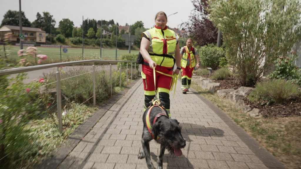 Foto: Hundeführerin mit Suchhund