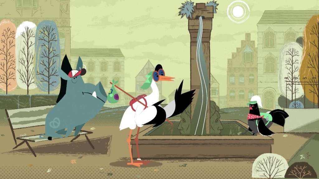 Foto: Animiertes Bild mit Wildschwein, Storch und Auerhahn