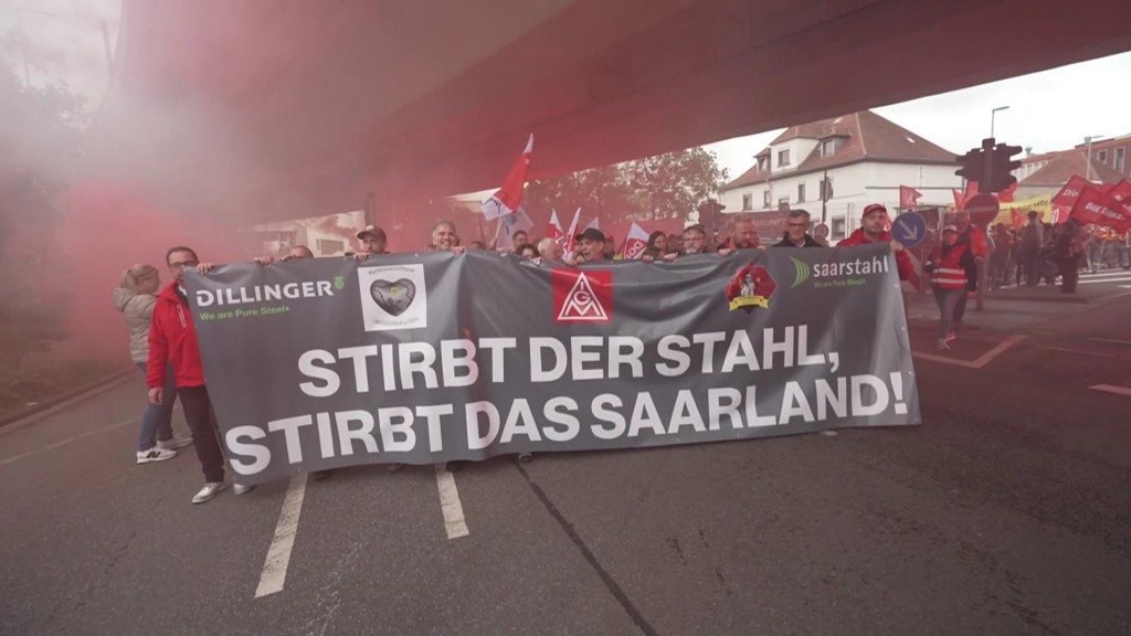Stahlarbeiter demonstrieren
