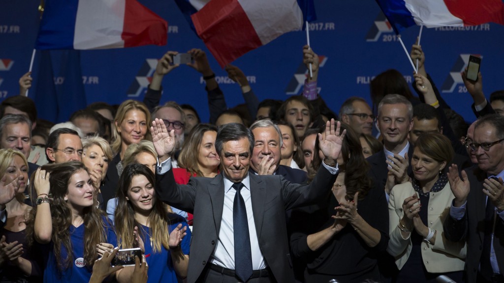 Jubel im Anhängerlager des Präsidentschaftskandidaten Francois Fillon (Foto: dpa)