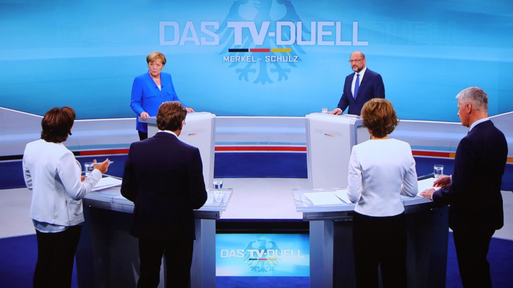 Schulz gegen Merkel im TV-Duell (Foto: dpa)