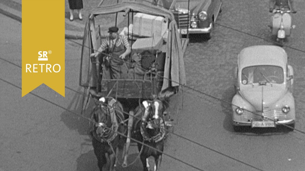 Foto: Die letzten Pferdefuhrwerke im Straßenverkehr von Saarbrücken