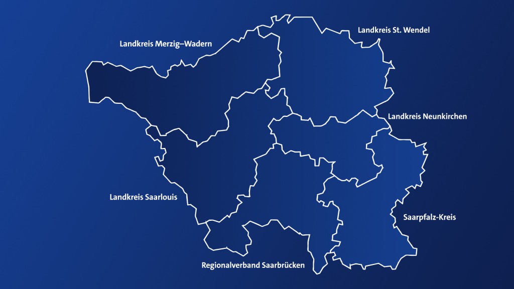 Foto: Eine Karte von allen Landkreisen im Saarland