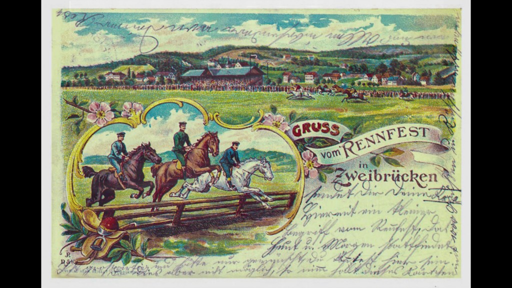Foto: alte Postkarte zum Rennverein Zweibrücken