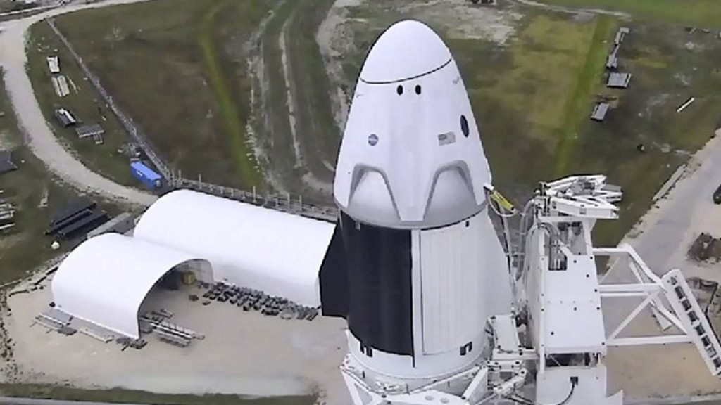 Die Falcon von SpaceX. (Foto: picture alliance/Uncredited/NASA TV via AP/dpa)