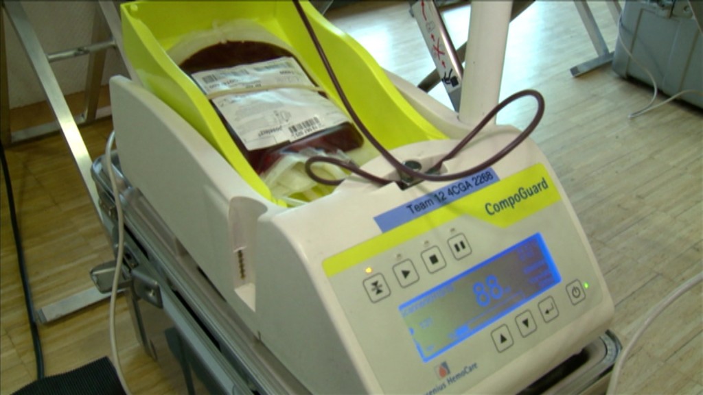 Ein Gerät, auf dem ein Blutspendebeutel bewegt wird. (Foto: SR)