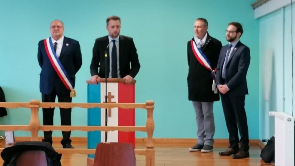 Von links: Emmanuel Breways, David Suck, Bürgermeister Francis Behr und Bürgermeister Michel Clivot