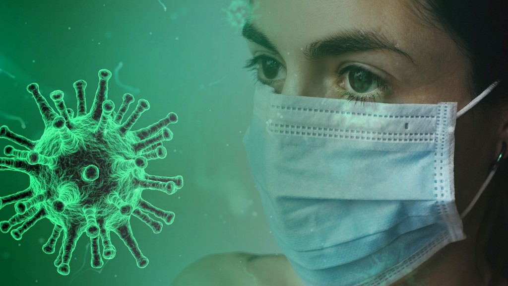 Grafik - Corona-Virus und Frau mit Maske (Foto: pixabay/Tumica)
