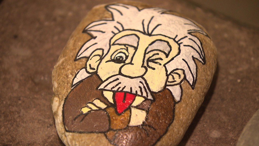 Symbolbild: ein Stein mit einer Karikatur von Albert Einstein (Foto: Albert Einstein Gymnasium, Völklingen)