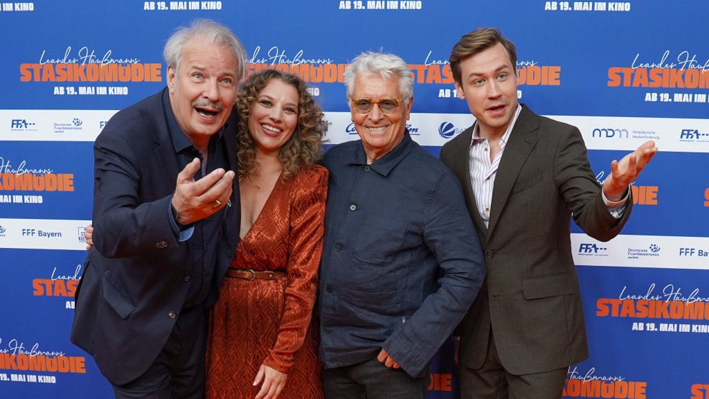 Von links: Regisseur Leander Haußmann und die Schauspieler Antonia Bill, Henry Hübchen und David Kross bei der Premiere von 
