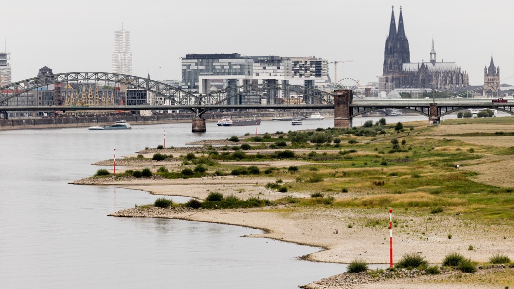 Blick auf den Rhein mit einem Pegelstand von 154 cm