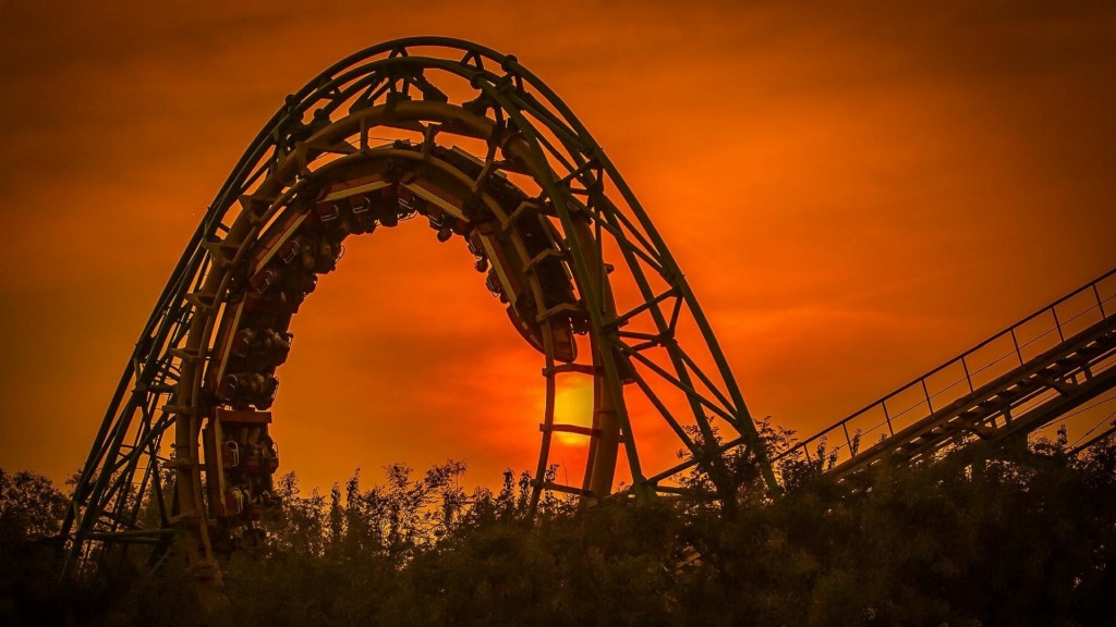 Achterbahn bei Sonnenuntergang