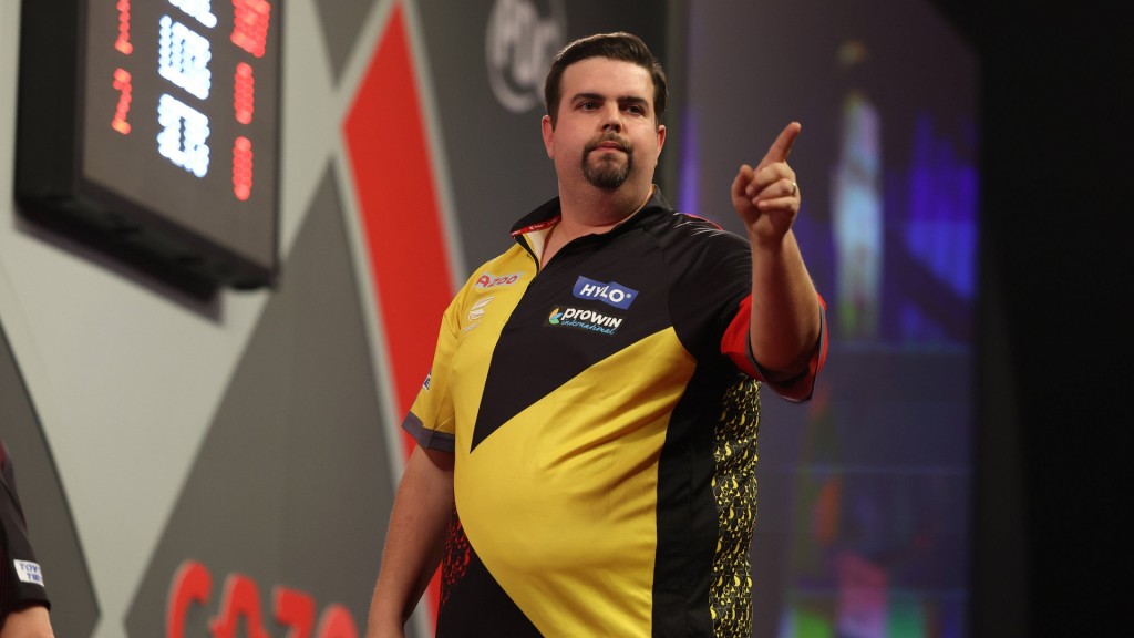 Gabriel Clemens bei der Darts-WM in London.