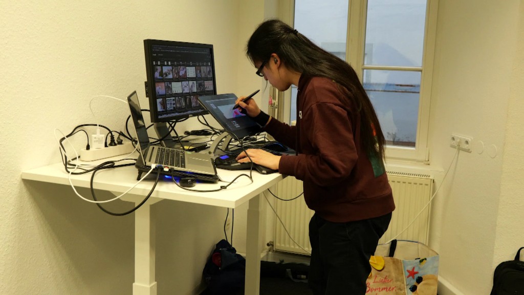 Foto: Frau am Laptop und Computer