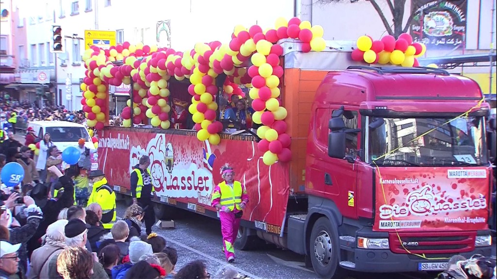 Foto: Quassler-Motivwagen bei Burbacher Umzug am Rosenmontag