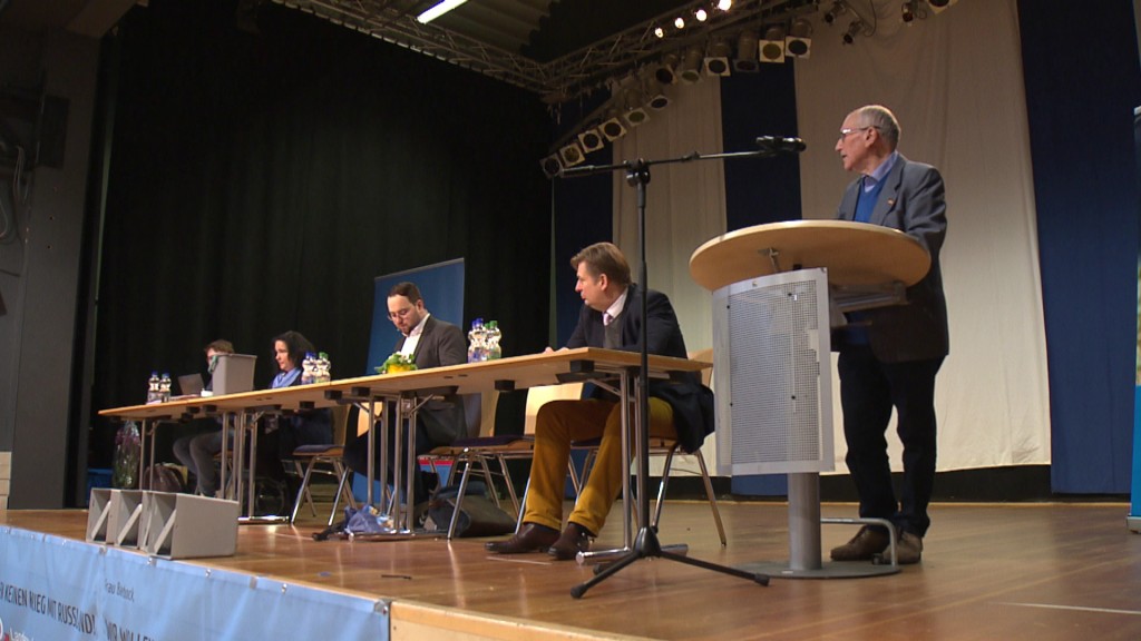 Bühne auf dem AfD-Parteitag in Völklingen-Geislautern