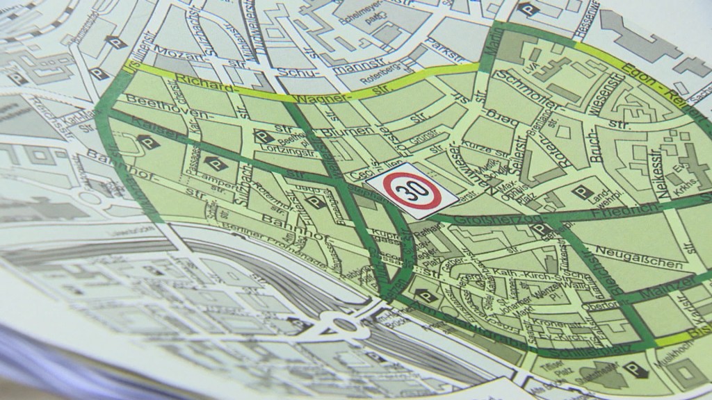 Foto: Stadtplan Saarbrücken mit markierter Tempo-30-Zone