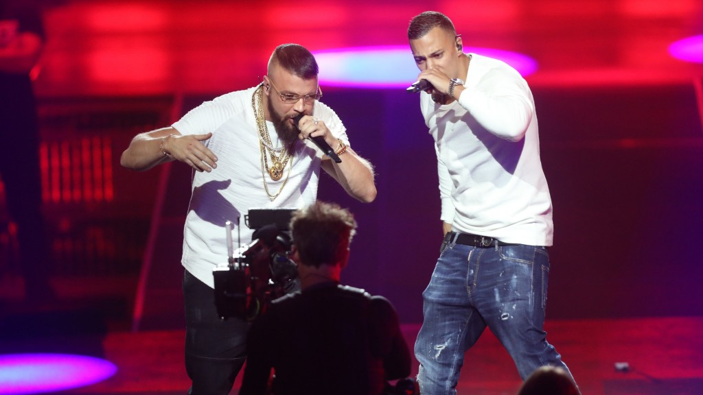 Farid Bang und Kollegah bei ihrem Autritt bei der Echo-Verleihung