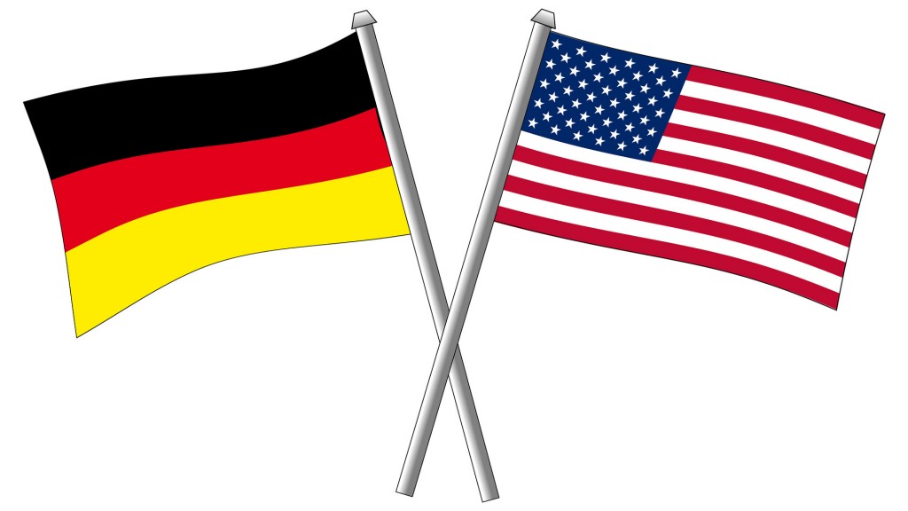 Deutsche und amerikanische Flagge