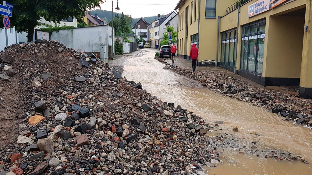 Überschwemmung in Kleinblittersdorf nach Unwetter 2018
