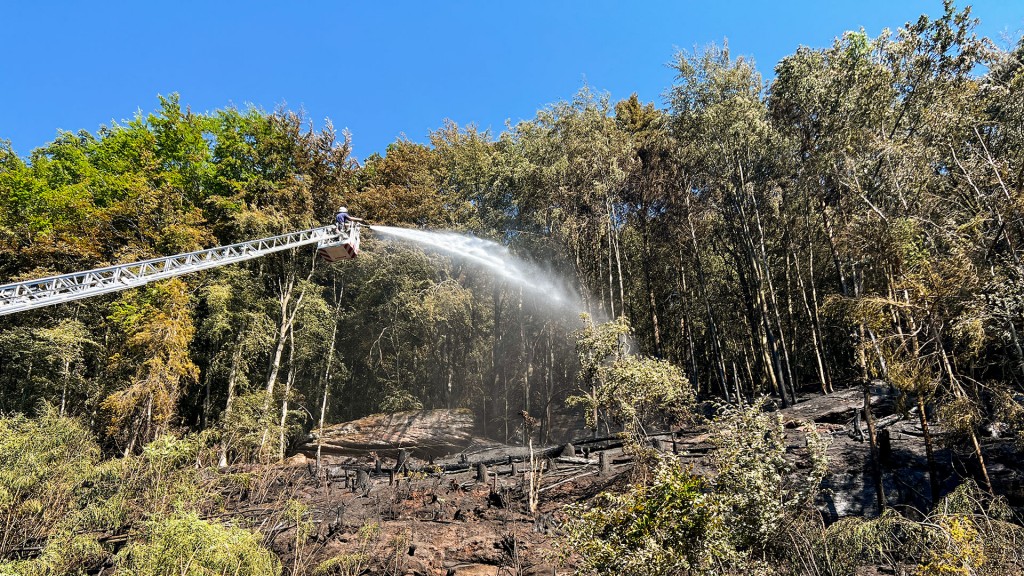 Löscharbeiten am Waldbrand bei Pirmasens