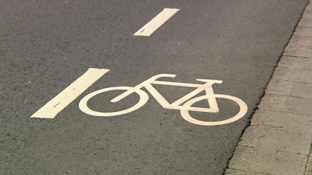 Ein Schutzstreifen für Radfahrer