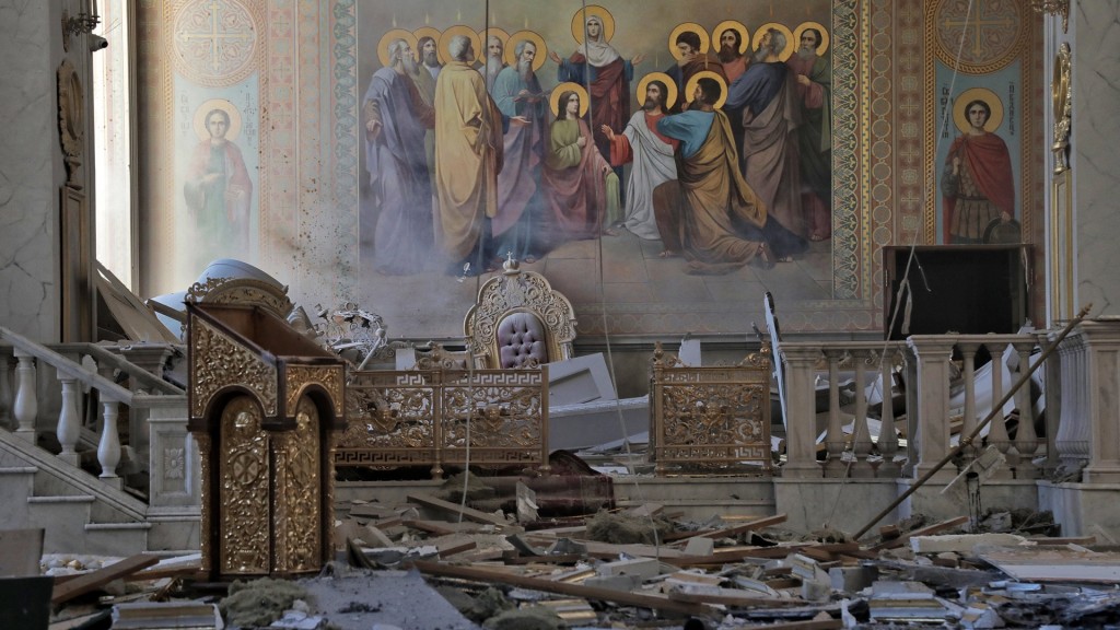 Zerstörte orthodoxe Kathedrale in Odessa