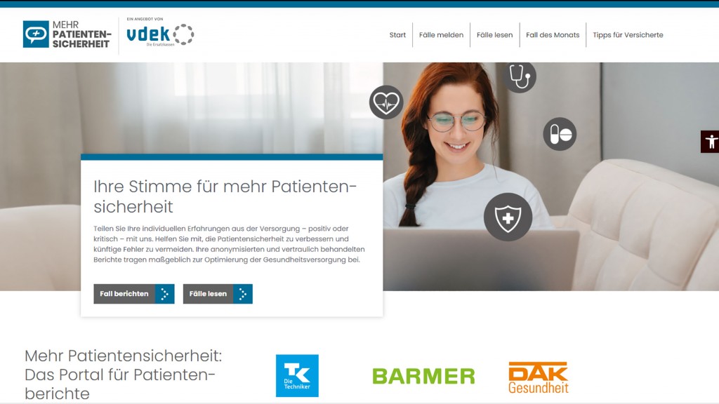 Screenshot Portal Patientensicherheit