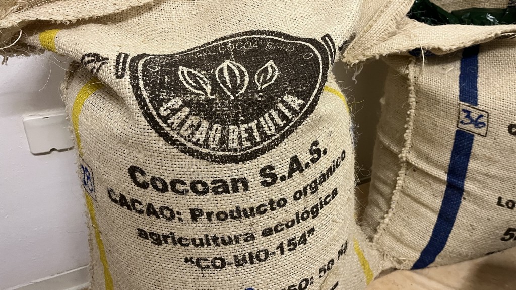 Ein 50 Kilo Sack mit Kakaobohnen