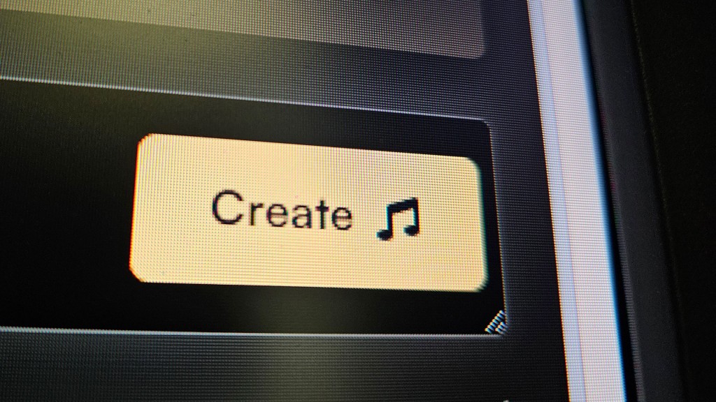 Eine Schaltfläche mit der Aufschrift „Create“ und ein Musik-Symbol auf einem Bildschirm