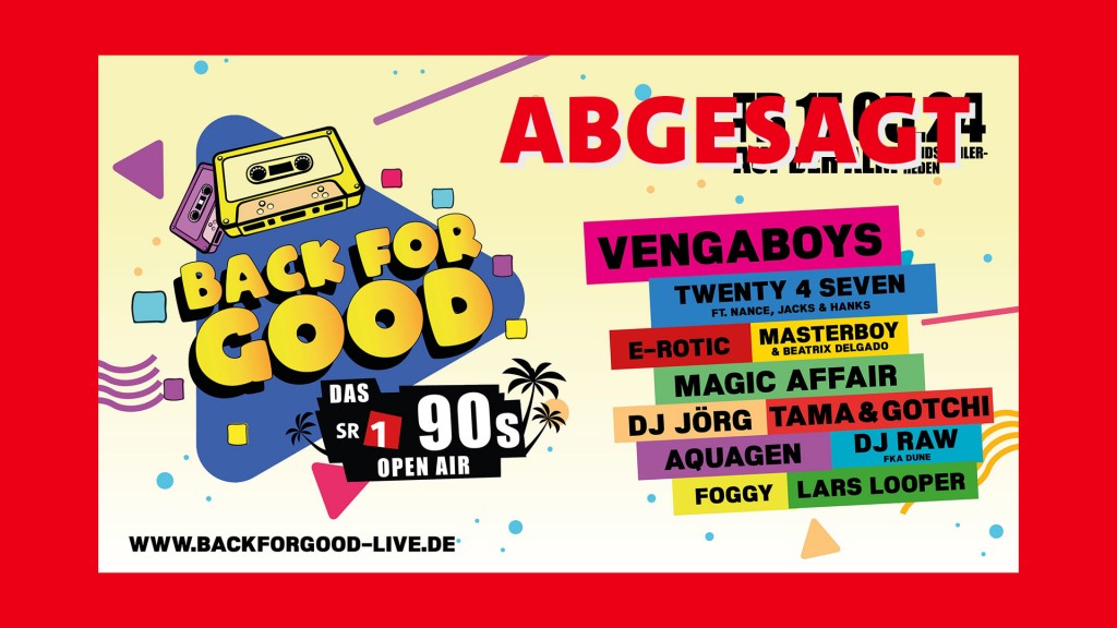 Wegen Starkregen abgesagt: Der SR 1 Dance Club bei Back For Good – das 90s Open-Air