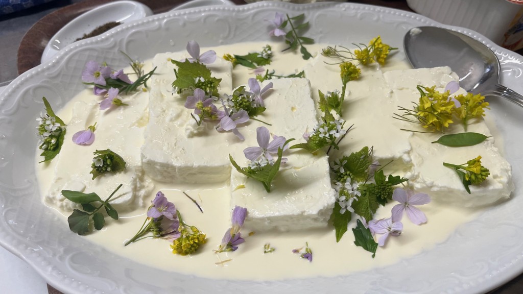 Rahmkäse aus Schichtkäse mit Wildkräuter-Toppings