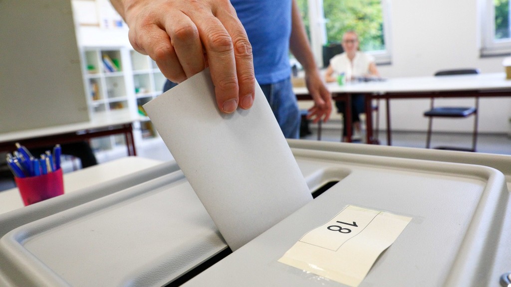 Eine Person wirft ihren Stimmzettel bei einer Wahl in die Wahlurne.