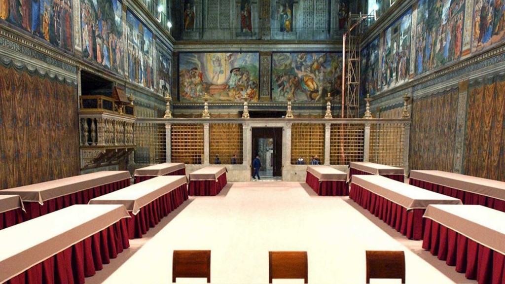 Die Sixtinische Kapelle vor der Papstwahl