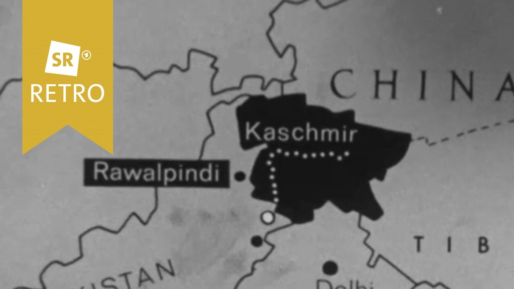 Landkarte von Kaschmir, umgeben von China, Indien und Pakistan