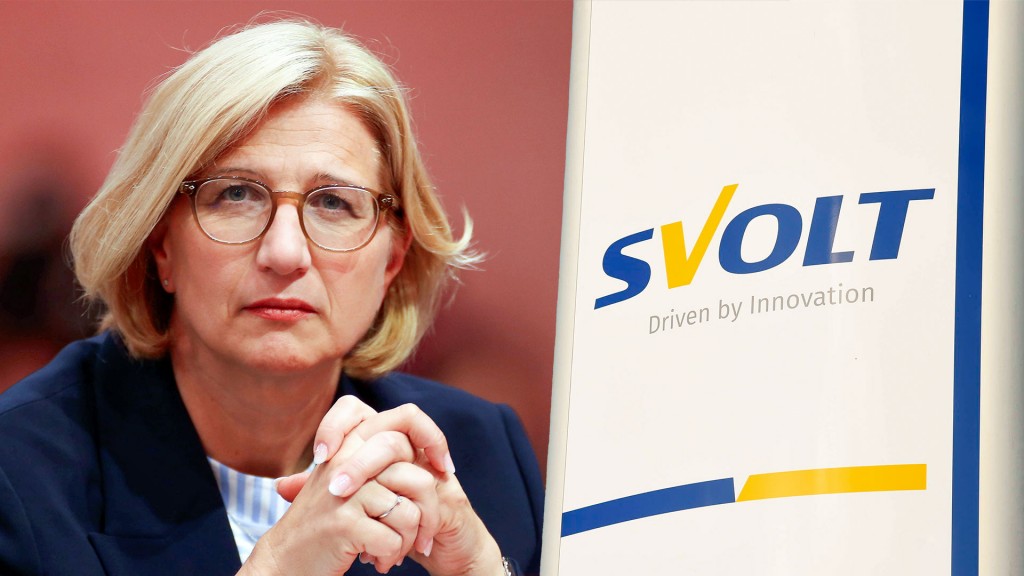 Foto: Anke Rehlinger neben dem Logo von SVolt (Bildmontage)