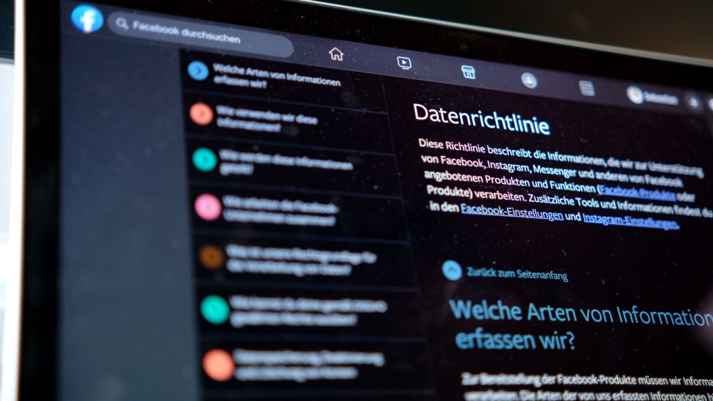 Facebook-Einstellungen zum Datenschutz auf einem Computerbildschirm