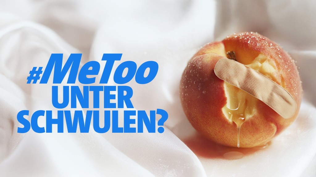 Foto: Grafik mit Pfirsisch zu #Me too unter Schwulen 