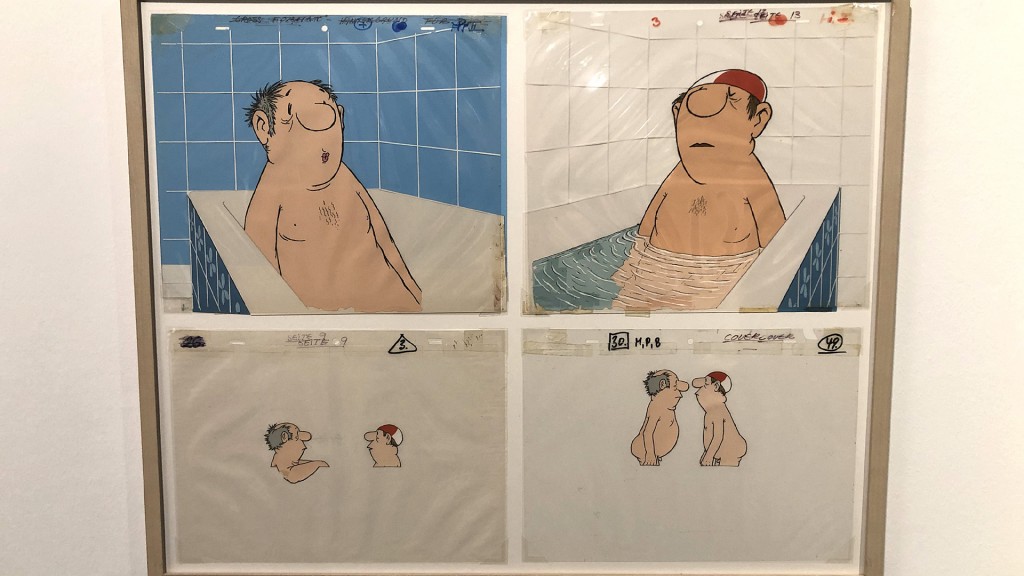 Zeichnung Loriot der beiden Herren in der Badewanne