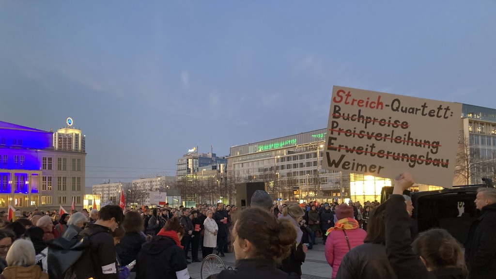 Proteste gegen Wolfram Weimer in Leipzig 
