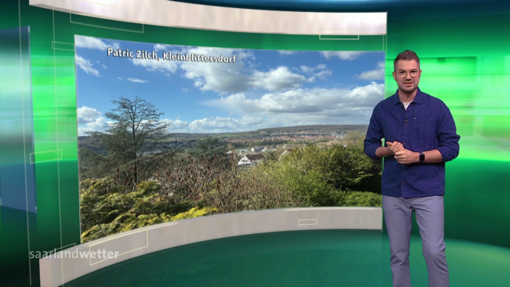 Foto: Saarlandwetter-Studio mit einem Zuschauer-Bild