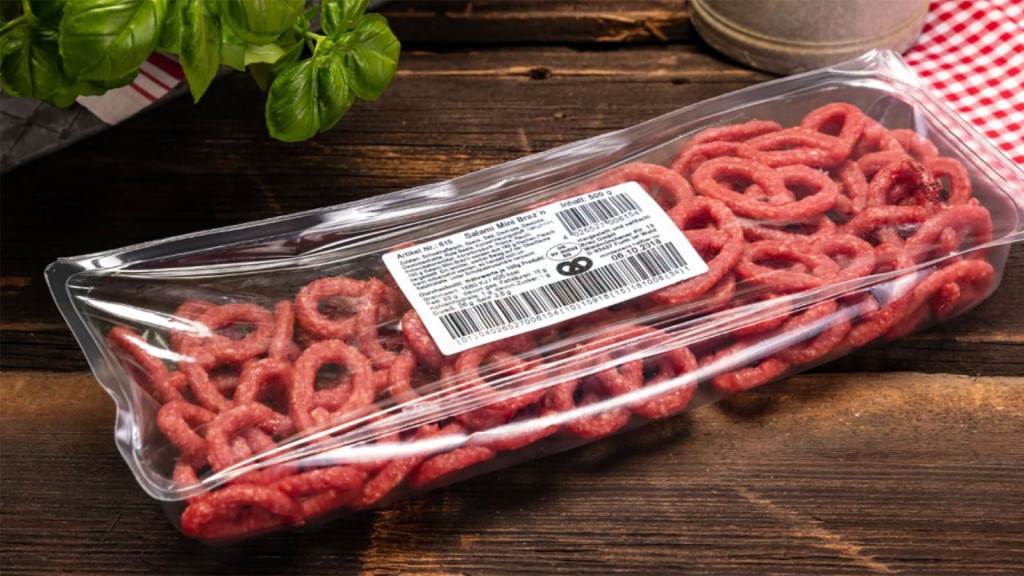 Salami Mini Brez’n, 500 Gramm, verkauft bei Netto, Aldi, Edeka und Rewe